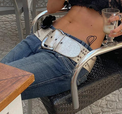 Silver Gothic Leather Rivet Pant