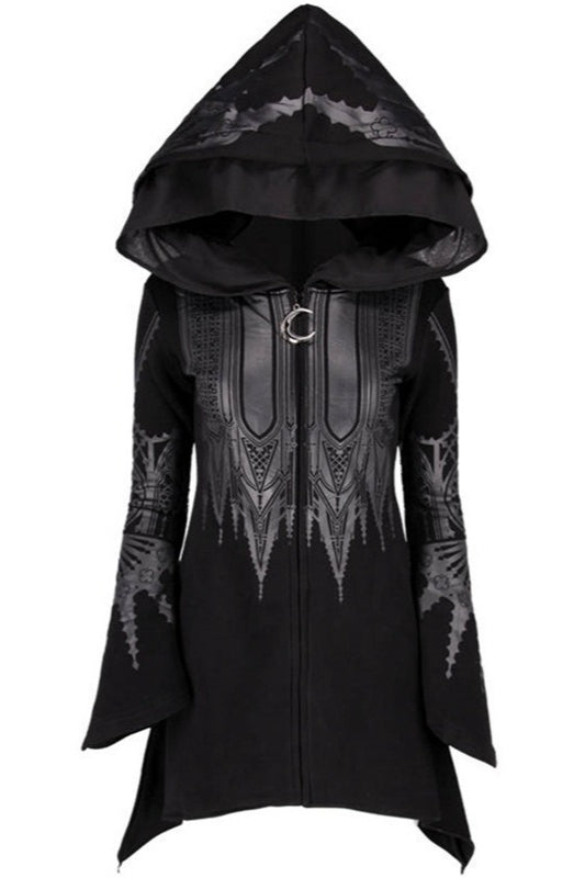 Wing Graphic Pointed Hem Hoodies