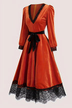 Lace Border Tie Waist Maxi Dress