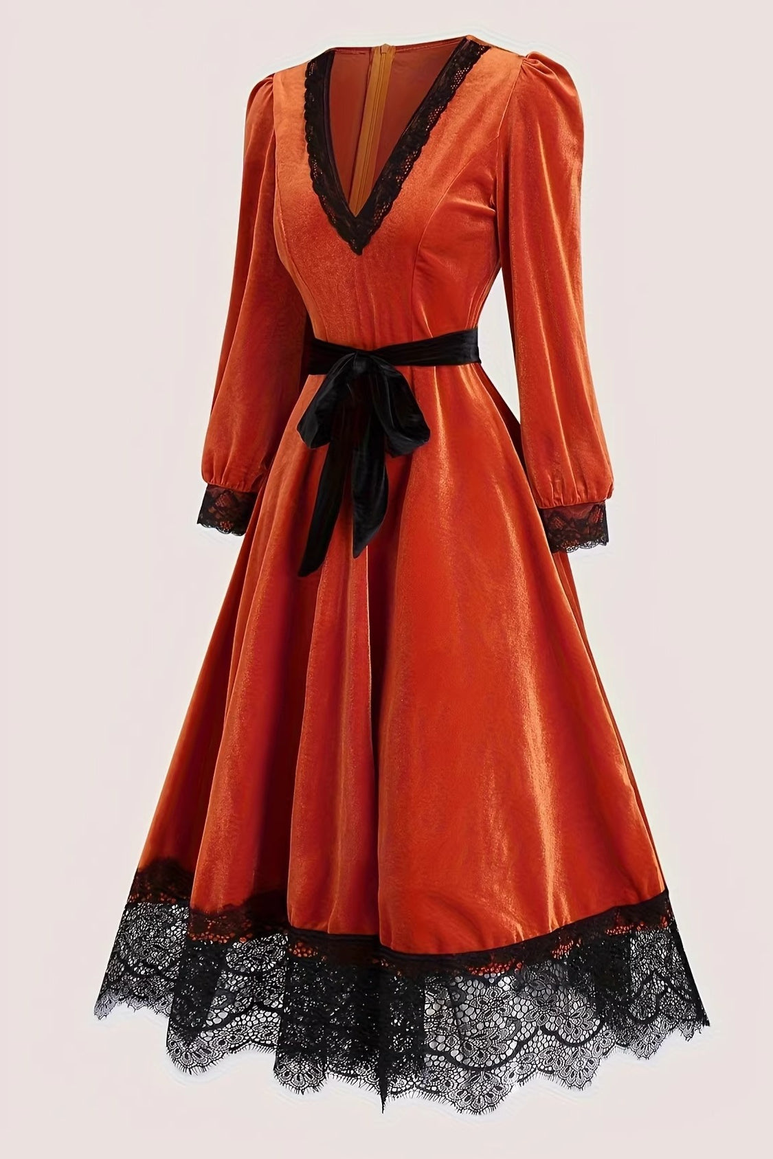 Lace Border Tie Waist Maxi Dress