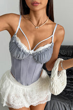 Lace Trim Gathered Cup Corsets