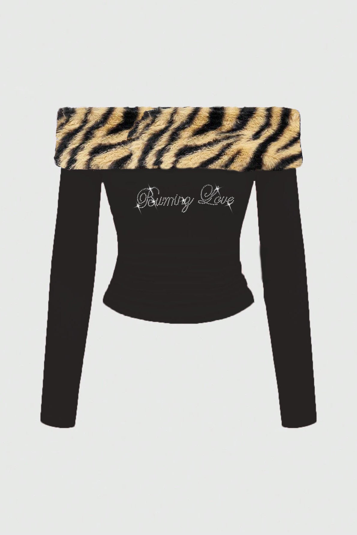 Fuzzy Leopard Trim Tube Crop Top