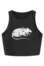 Rat Graphic Cropped Racer Tank Top