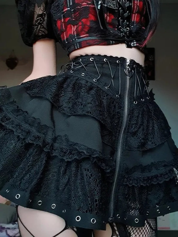 Punk Gothic Black Mini Skirt Main image