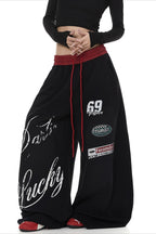 Graffiti Print Wide Leg Pants