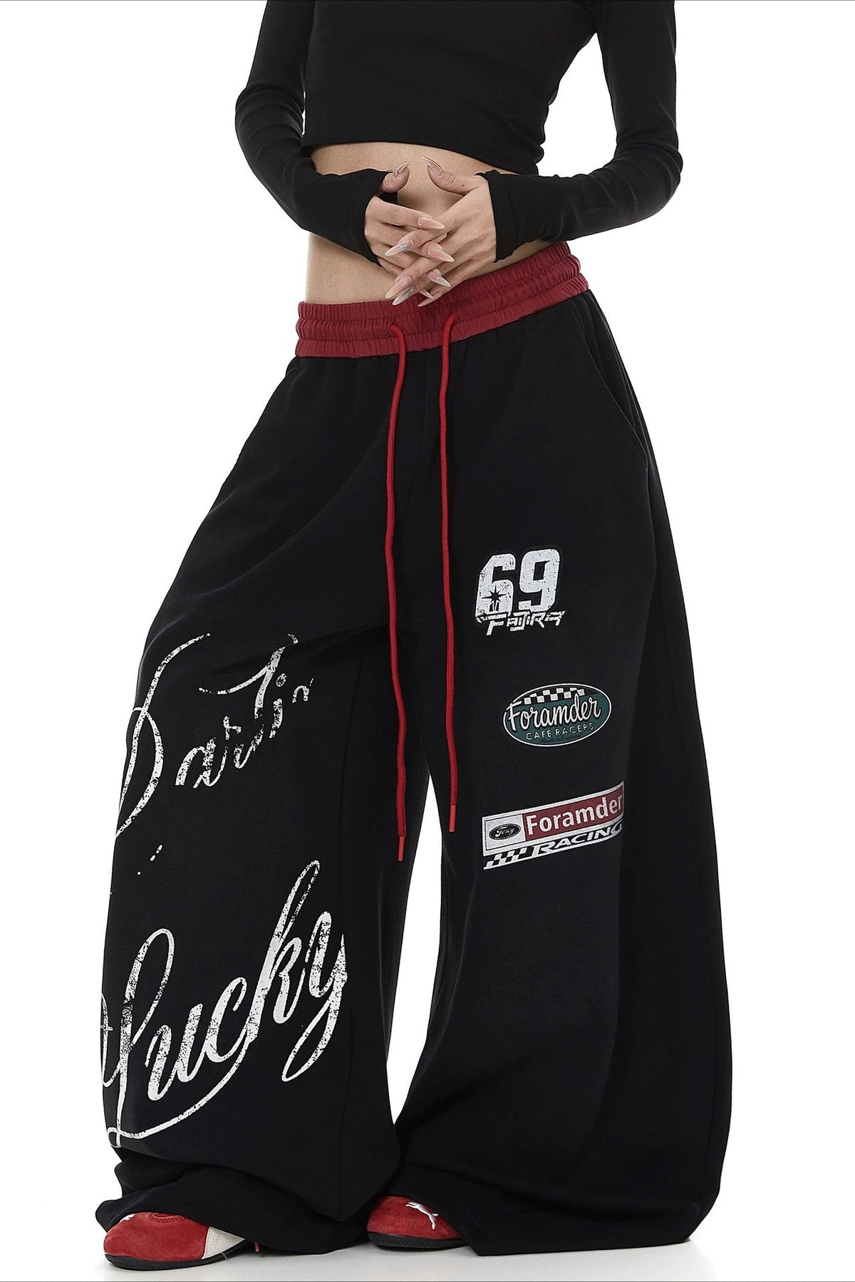 Graffiti Print Wide Leg Pants