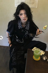 Grunge Leopard Sickle Patchwork Loose Unisex T-shirt