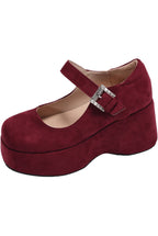 Round Toe Buckle Platform Shoes