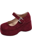 Round Toe Buckle Platform Shoes