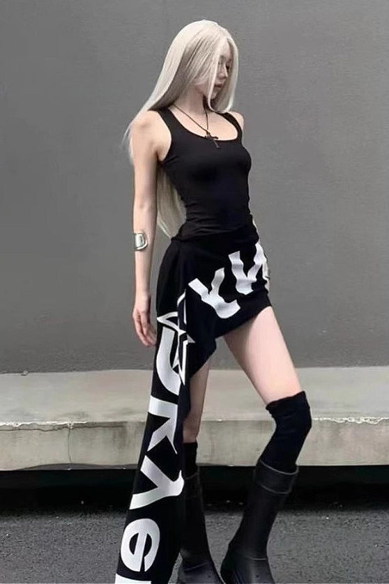 Letter Print Y2K Slim Fit Bodycon Mini Dress Main image