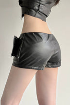 Oversized Buckle Eyelet Trim Shorts