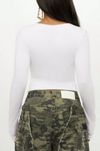Number Print Long Sleeve Crop Tops