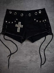 EMO Black Streetwear High Waist Shorts