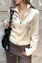 Y2K Vintage Turn Down Collar Knit Top