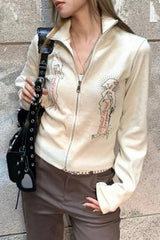 Y2K Vintage Turn Down Collar Knit Top