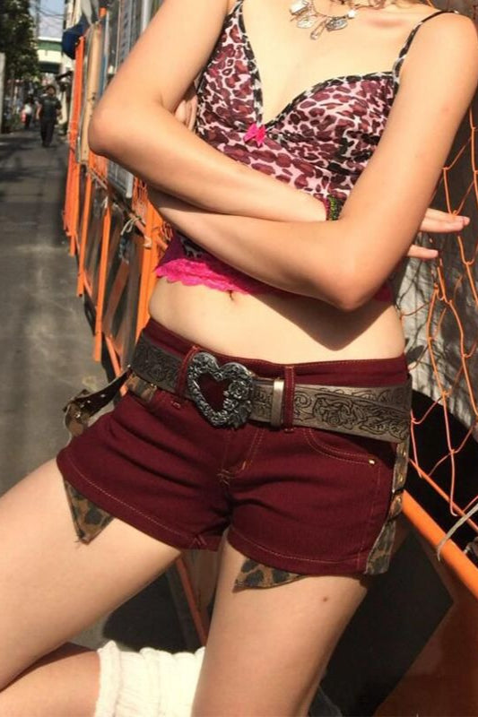 Washed Denim Button Hot Pants