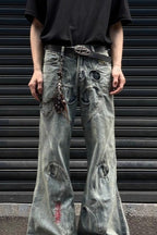 Oval Applique Flare Jeans