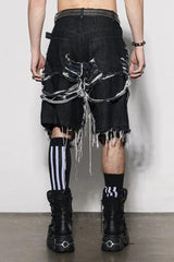 Retro Washed Black Denim Shorts