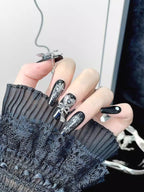 Y2K Dark Rhinestone Butterfly Press On Nails