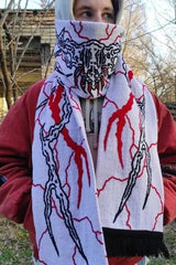 Y2K Goth Luminous Knitted Black Tassel Anime Shackles Scarf