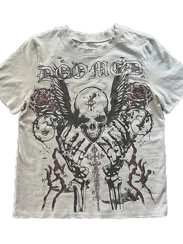 Y2K Dark Skull Graphic T-Shirt