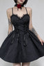 Rose Detail Lace Up Mini Dress