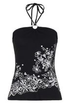 Floral Print Ring Halter Tank Top