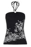Floral Print Ring Halter Tank Top