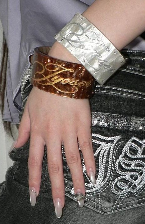 Brown White Acrylic Wide Open Bracelet