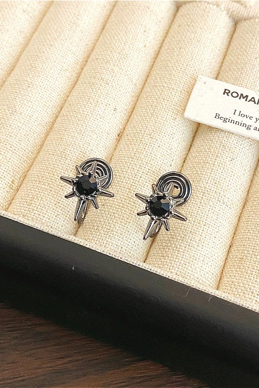 Dark Punk Zircon Heart Earrings