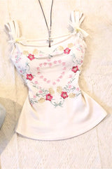 Y2K Vintage Slim Lace Floral Cami