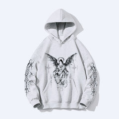 Gothic Graphic Print Zip Hoodie
