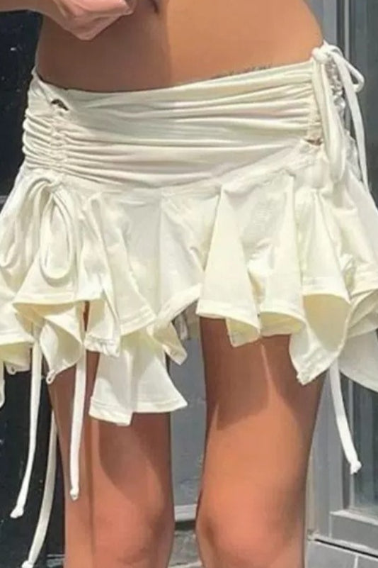 Asymmetrical Layered Ruffle Mini Skirt