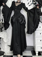 Gothic Dark Lace Patchwork Blouse