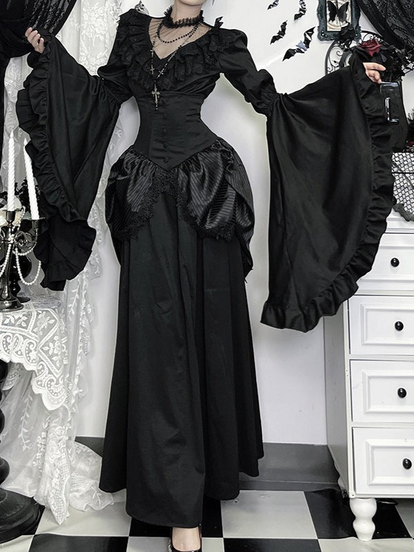 Gothic Dark Lace Patchwork Blouse