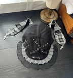 Punk Spice Y2K Lace Long Streamer Beret Hat