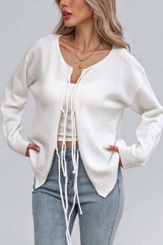 Triple Tie Relaxed Knit Cardigans