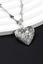 Gothic Silver Vintage Carved Heart Necklace