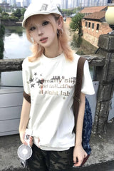 Edgy Y2K Star Print Fitted T-shirt