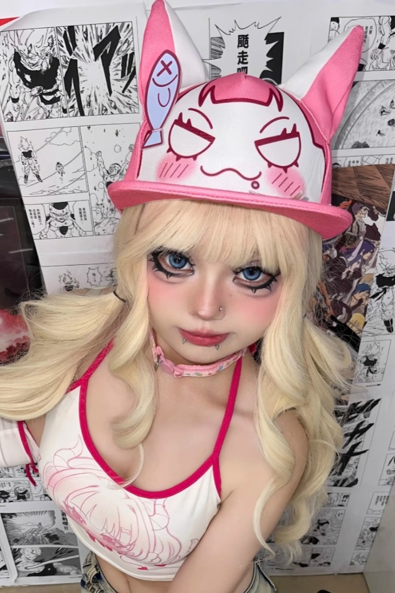 Anime Pink Cat Baseball Hat