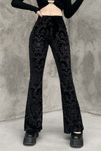 Floral Jacquard Velvet Flare Pants
