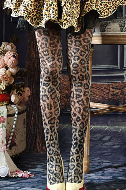 Vintage Leopard Print Tights