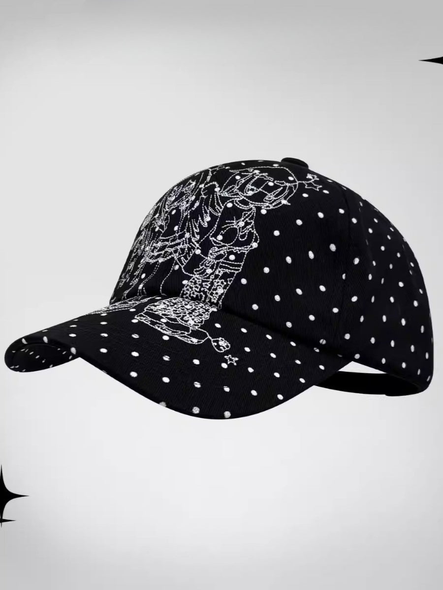 Polka Dot Vintage Cartoon Embroidered Baseball Hat