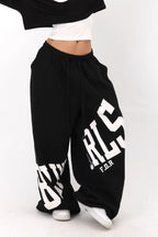 Oversized Letter Print Wide Pants