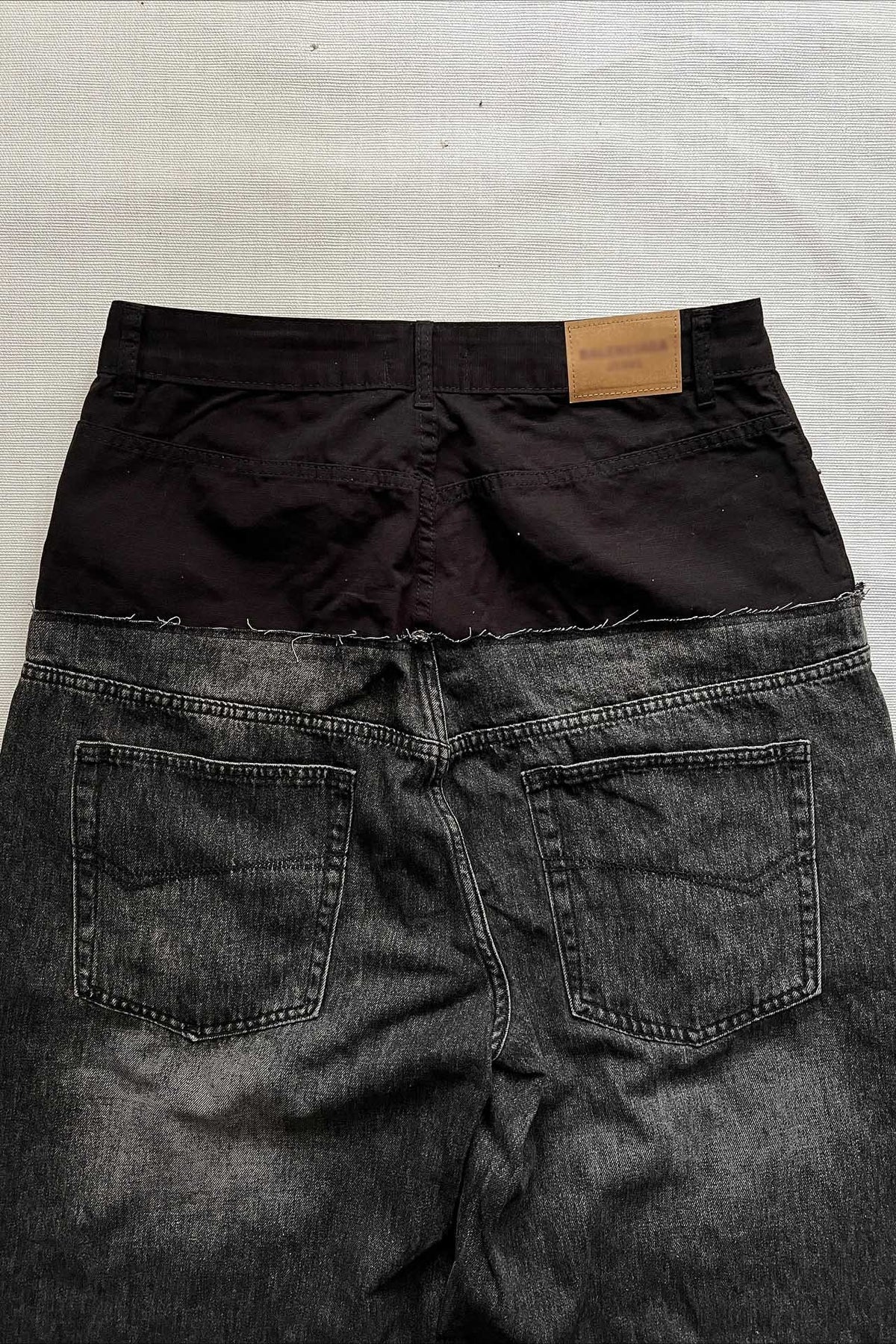 Paneled Washed Knee Length Denim Shorts
