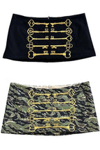 Embroidered Military Button Mini Skirt