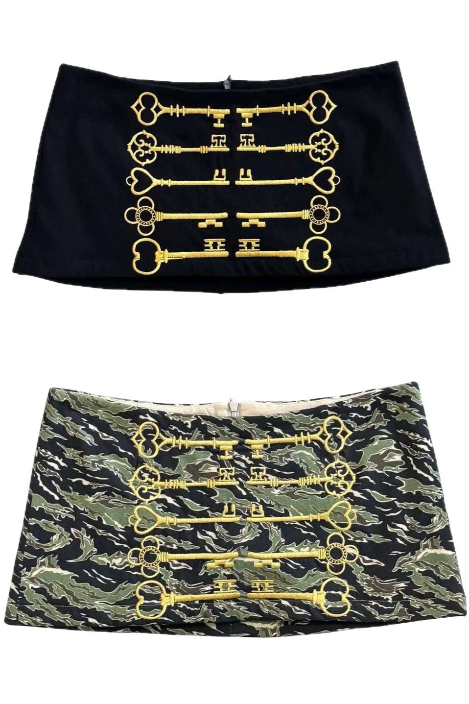 Embroidered Military Button Mini Skirt