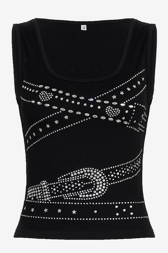 Y2K Rivet Belt Print Camis