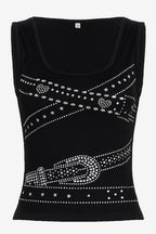 Y2K Rivet Belt Print Camis