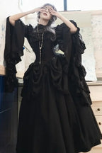 Gothic Light Lolita Long Flying Sleeve Vintage Blouse & Skirt Two Piece Set